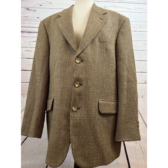 Oscar de la Renta Blazer Sport Coat 42R 42 Regular 100% Wool Lined Herringbone - Picture 1 of 12